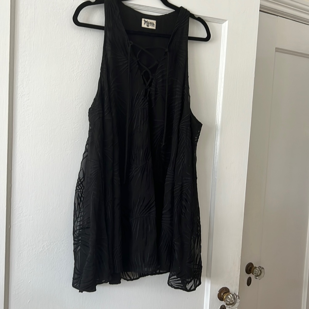 Show Me Your Mumu // Rancho Mirage Lace Up Tunic Dress - Leafy Luxe Size XL
